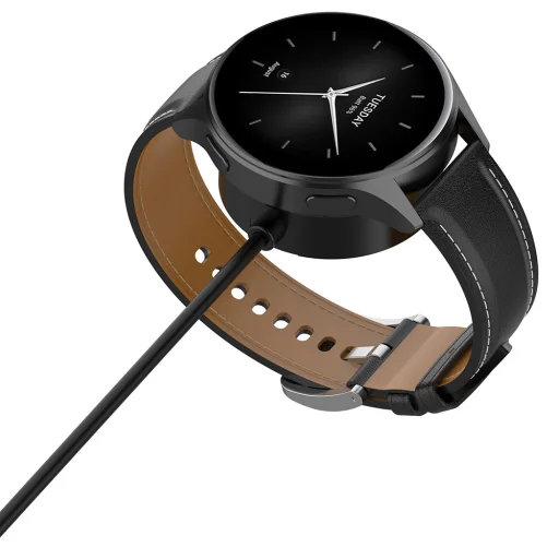 Xiaomi Watch H1/2 Pro/S2, USB, 5W Asztali Tartóval Techsuit SmartWatch Vezeték Nélküli Töltőkábel (TXC5) - Fekete - 3