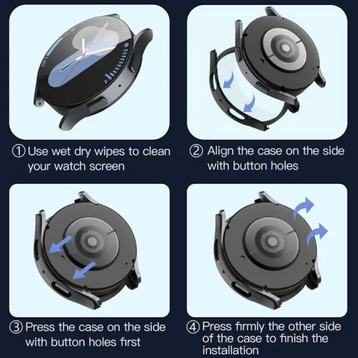 Samsung Galaxy Watch7 (44mm) Fekete Techsuit Defense360 Pro + Képernyővédő tok - 3