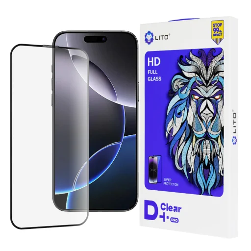 Apple iPhone 16 Pro Max Fekete Lito D+ Pro Clear tok üvegfólia - 1