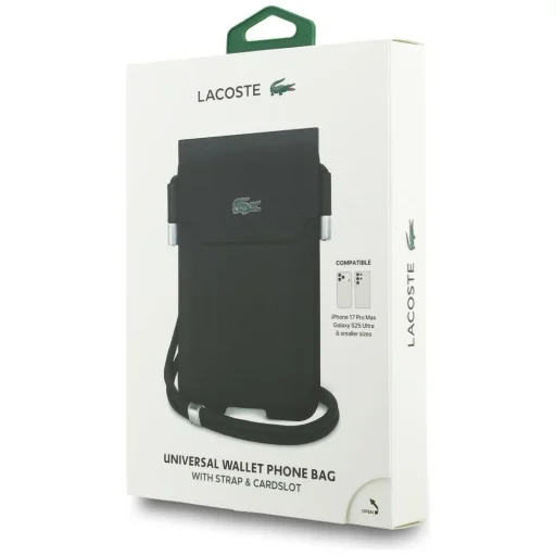 Lacoste PVC Iconic Petit Pique Metal Logo Phone Pouch XL Black puzdro - 4