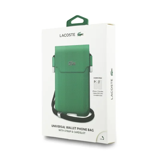 Lacoste PVC Iconic Petit Pique Metal Logo Phone Pouch XL Green tok - 4