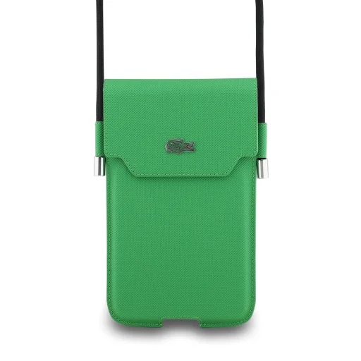 Lacoste PVC Iconic Petit Pique Metal Logo Phone Pouch XL Green tok - 1