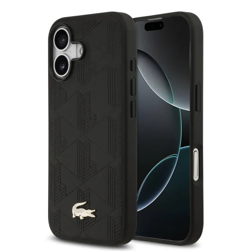 Lacoste PU Nomogramme Arany Logós MagSafe Tok iPhone 17 Fekete Tok - 1