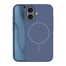 iPhone 16 6,1" sötétkék szilikon vékony mágneses tok
