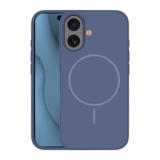 iPhone 16 6,1" sötétkék szilikon vékony mágneses tok - 1