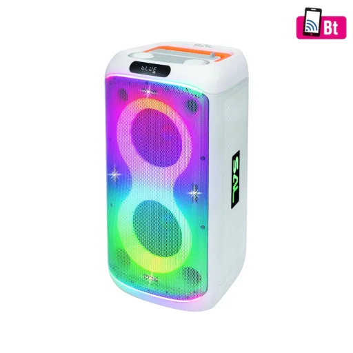 SAL PAR216WH party hangfal, 60 W, 2-utas bassz-reflex, 3 hangszóró, Bluetooth, MP3, digitális kijelző, LED fényeffekt, mikrofonnal - 1