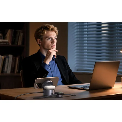 Mágneses töltő 3 az 1-ben UGREEN 25W USB-C W712 (fekete) - 7