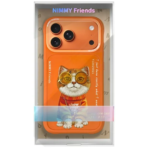 iPhone 17 Pro Max Cool Cat Nimmy Glasses tok narancssárga - 7