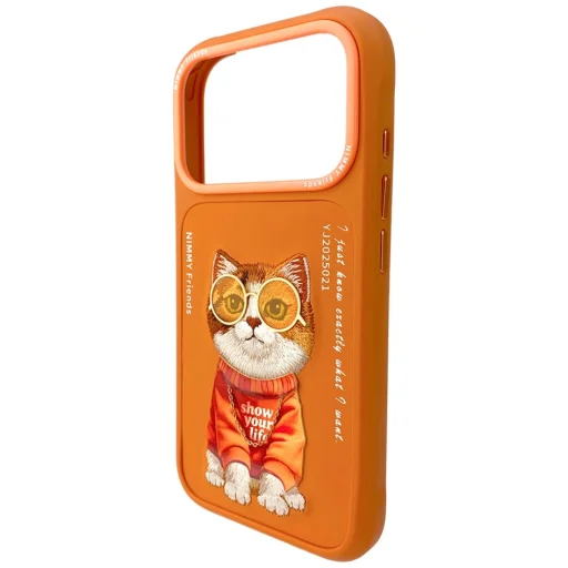 iPhone 17 Pro Max Cool Cat Nimmy Glasses tok narancssárga - 4