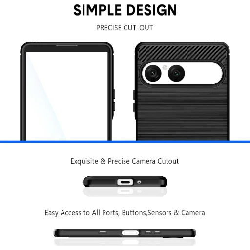 Sony Xperia 10 VII Fekete Techsuit - Carbon Silicone tok - 5