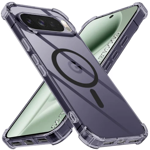 Google Pixel 10 Pro XL Techsuit - Shockproof Clear Silicone MagSafe tok - Smoke Black - 1