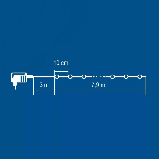 Home ML 80/WH micro LED-es fényfüzér, 7,9 m / 80 db hidegfehér micro LED, állófényű, vékony vezeték, hálózati adapter, kül- és beltéri kivitel - 2