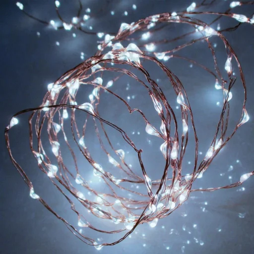 Home ML 80/WH micro LED-es fényfüzér, 7,9 m / 80 db hidegfehér micro LED, állófényű, vékony vezeték, hálózati adapter, kül- és beltéri kivitel - 4