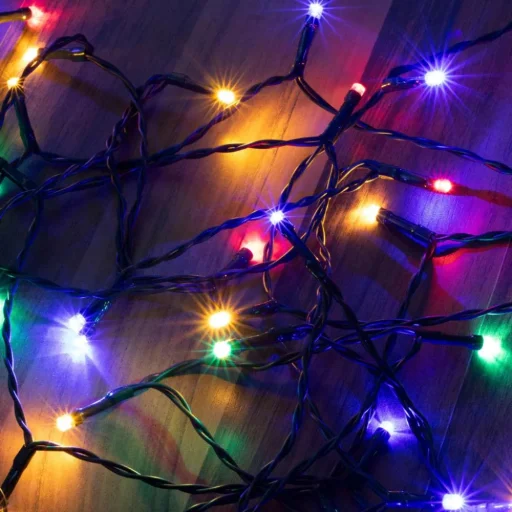 Home MLC 58/M mini LED-es fényfüzér, 4,9 m / 50 db színes LED, 8 fényprogram, zöld vezeték, elemes, kül- és beltéri kivitel - 2