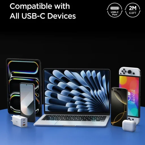 Spigen Essential EB10020CC Type-C Kábel 100W 200cm Fekete - 7