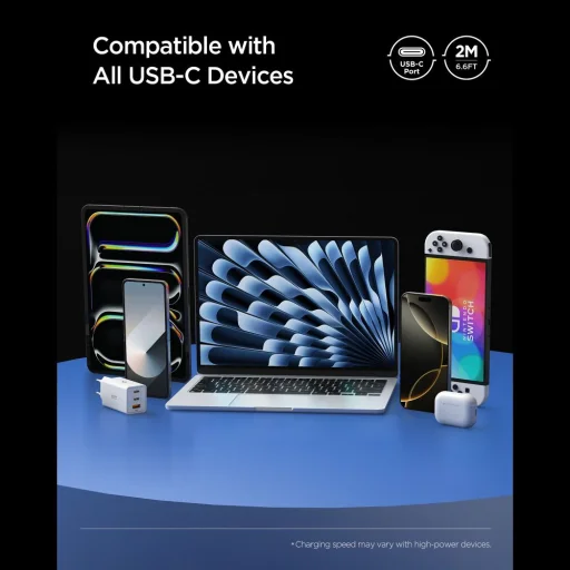 Fehér Spigen EB10020CC Essential Type-C kábel 100W 200cm - 7