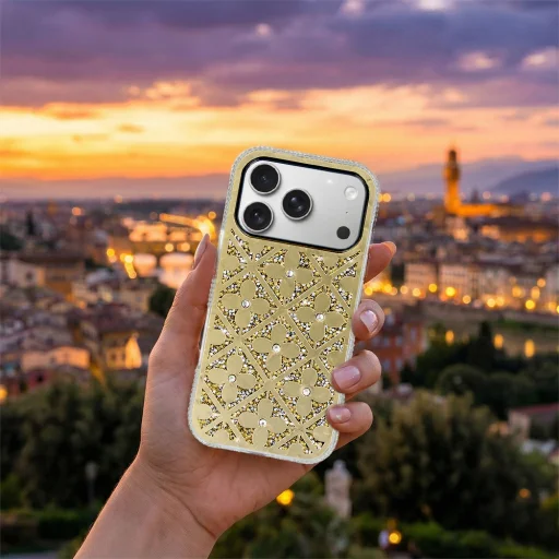 Virágos tok Samsung Galaxy S25-höz arany - 7