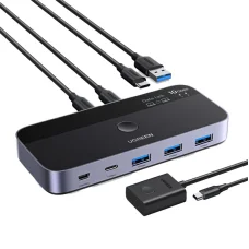 Ugreen CM691 USB-C 2x4 kimeneti kapcsoló (szürke)