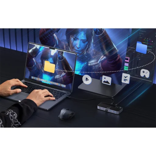 Ugreen CM691 USB-C 2x4 kimeneti kapcsoló (szürke) - 3