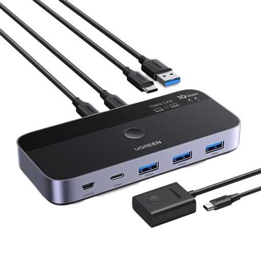 Ugreen CM691 USB-C 2x4 kimeneti kapcsoló (szürke) - 1