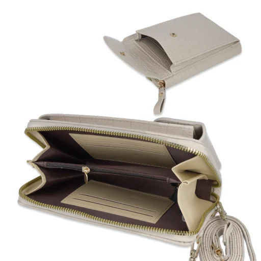 Telefonhoz készült kötött táska GCW12 bézs - 4