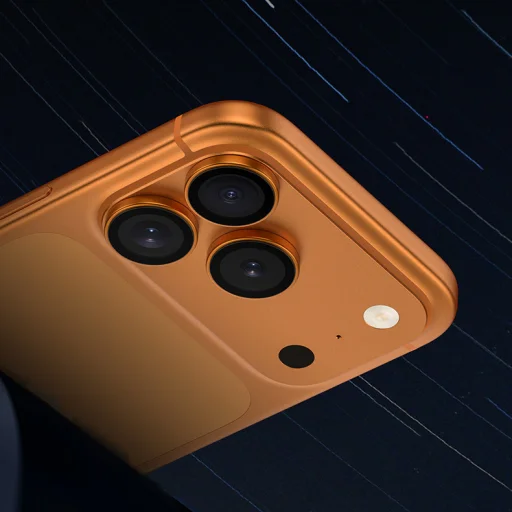 Benks edzett üveg DR zafír lencsevédő kamera lencséhez iPhone 17 Pro/17 Pro Max (3 darab lencse) narancs színben üvegfólia - 6