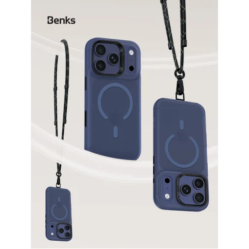 Benks Magnetic Lucid Armor tok iPhone 17 Pro Max-hoz kék (Kamera vezérlőgomb) - 7