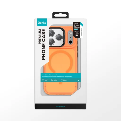 Benks Magnetic Lucid Armor tok (C070) iPhone 17 Pro Max-hoz narancssárga (Kamera Vezérlő Gomb) - 8