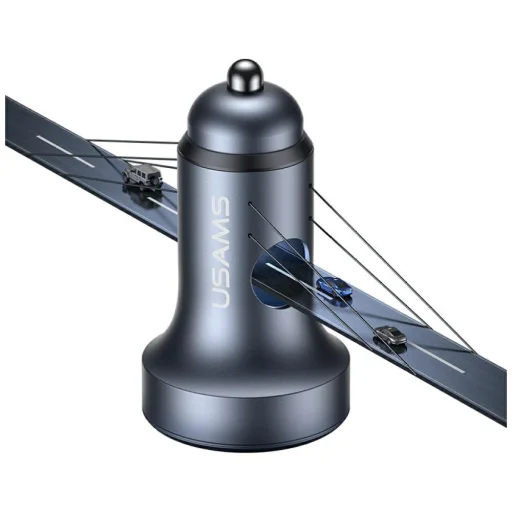 USAMS CC327 45W autós töltő USB-A USB-C alumínium fakó - 3