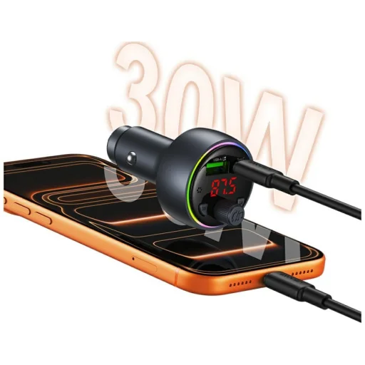 USAMS CC328 30W 1xUSB-A 1xUSB-C Bluetooth FM transmitter töltővel - 3
