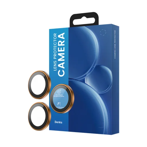 Benks edzett üveg DR zafír lencsevédő kamera lencséhez iPhone 17 Pro/17 Pro Max (3 darab lencse) narancs színben üvegfólia - 8