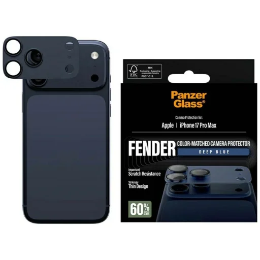 iPhone 17 Pro Max PanzerGlass Fender kamera lencsevédő üvegfólia kék - 1