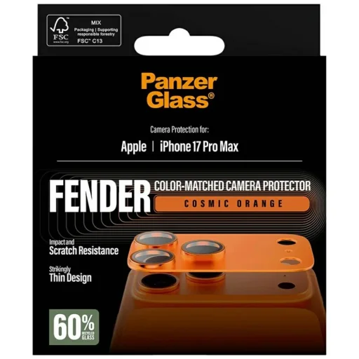 iPhone 17 Pro Max PanzerGlass Fender Kamera Lencsevédő narancs üvegfólia - 5