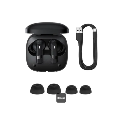 Baseus Wireless Earbuds Bowie E20 - Bluetooth 5.3, True Wireless, 2 ENC mikrofon, Erőteljes basszus, IPX5 - Fekete - 6