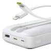 Baseus Lipow 20000mAh 22,5W Powerbank két beépített kábellel és egy Baseus Simple USB-A - USB-C 3A 20cm kábellel - fehér thumbnail