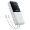 Baseus Lipow 20000mAh 22,5W Powerbank két beépített kábellel és egy Baseus Simple USB-A - USB-C 3A 20cm kábellel - fehér thumbnail