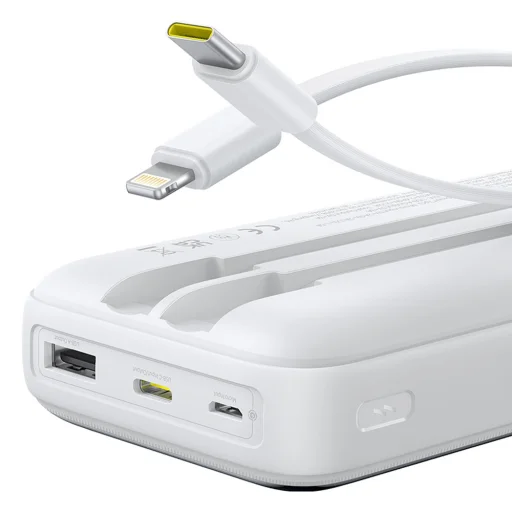 Baseus Lipow 20000mAh 22,5W Powerbank két beépített kábellel és egy Baseus Simple USB-A - USB-C 3A 20cm kábellel - fehér - 4