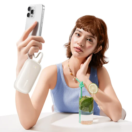 Powerbank Baseus EnerFill FC21 Qpow 3 Ultra 10000mAh 22,5W beépített kábellel - bézs, - 5