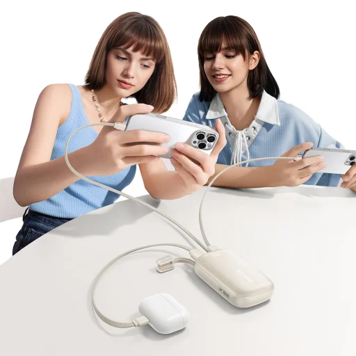 Powerbank Baseus EnerFill FC21 Qpow 3 Ultra 10000mAh 22,5W beépített kábellel - bézs, - 6