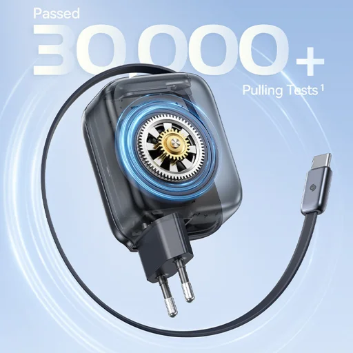 Baseus EnerCore CJ11 45W hálózati USB-C töltő adapter beépített visszahúzható USB-C kábellel - fekete - 11