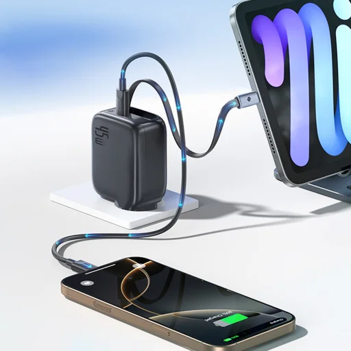 Baseus EnerCore CJ11 45W hálózati USB-C töltő adapter beépített visszahúzható USB-C kábellel - fekete - 8