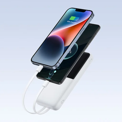 Baseus Lipow 10000mAh 22,5W Powerbank két beépített kábellel (Baseus Simple USB-A - USB-C 3A 20cm kábellel) - fehér - 11