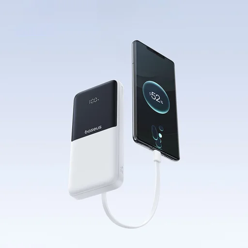 Baseus Lipow 10000mAh 22,5W Powerbank két beépített kábellel (Baseus Simple USB-A - USB-C 3A 20cm kábellel) - fehér - 13