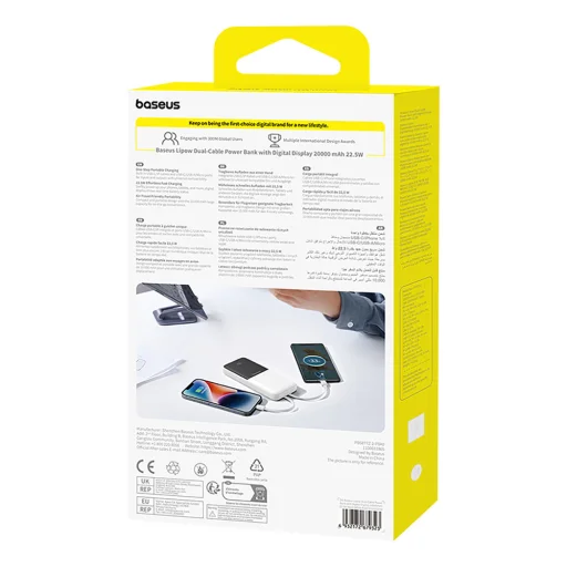Baseus Lipow 10000mAh 22,5W Powerbank két beépített kábellel (Baseus Simple USB-A - USB-C 3A 20cm kábellel) - fehér - 9