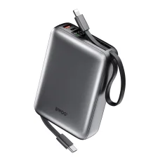 BWOO P73 power bank 22.5W 20000 mAh 2 beépített kábel 1 x USB-C 1 x Lightning fekete
