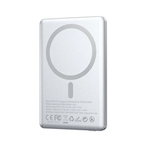 BWOO mágneses power bank P75 PD 20W 5000 mAh digitális kijelzővel és USB-C porttal fekete - 2