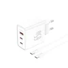 FONENG falitöltő Gan50-EU GaN PD 65W 2xUSB-C + 1xUSB QC3.0 + USB-C - USB-C kábel Fehér - 2
