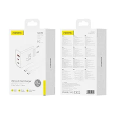 FONENG falitöltő Gan50-EU GaN PD 65W 2xUSB-C + 1xUSB QC3.0 + USB-C - USB-C kábel Fehér