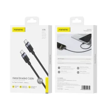 FONENG X115 USB-C - USB-C PD 60W 1M Fekete Type-C USB kábel