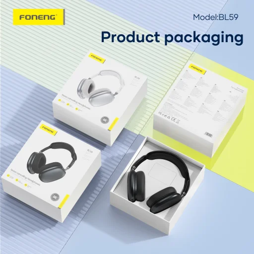 FONENG vezeték nélküli fejhallgató (ANC) BL59 Fekete - 6